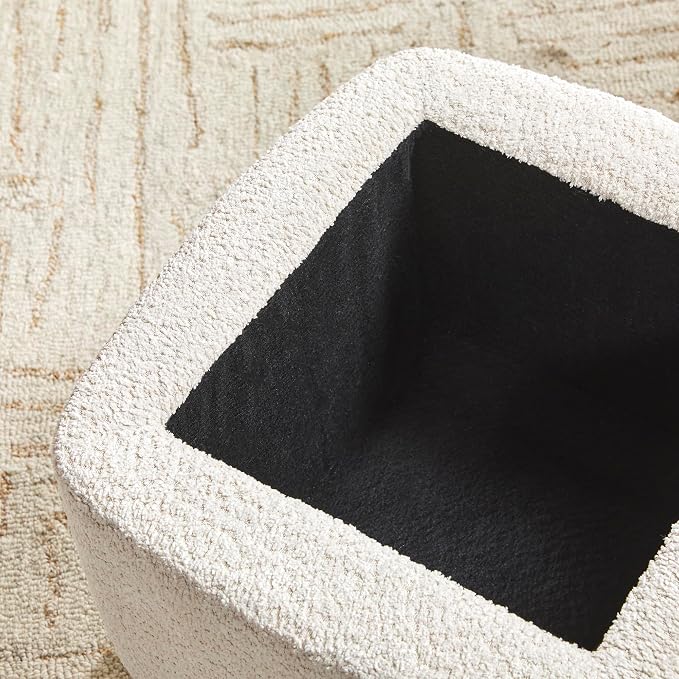 Walker Edison Linley Contemporary Small Storage Bouclé Ottoman - Image 5
