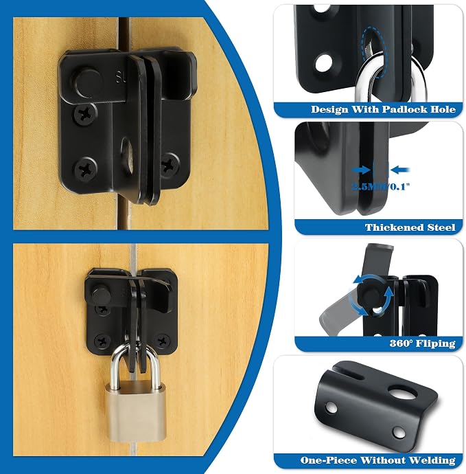 Alise Flip Latch, Gate Latches Slide Bolt Latch Safety Door Lock Catch - Image 4