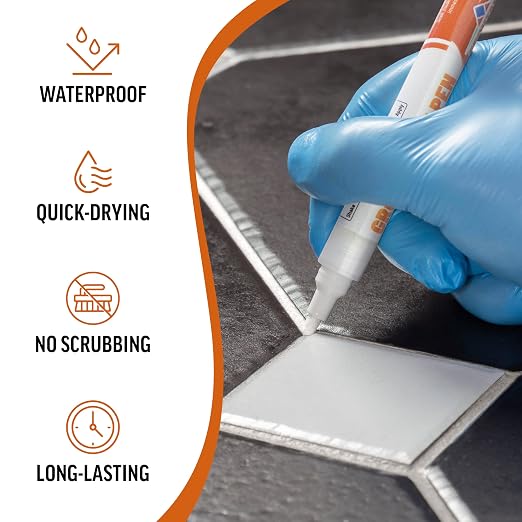 White Grout Paint Pen – Waterproof Tile Grout Colorant & Sealer Marker - Image 2