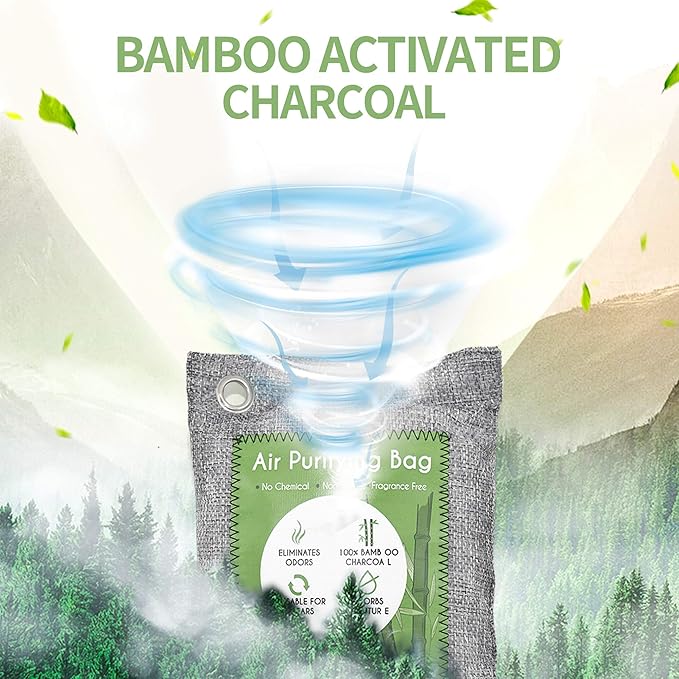 8 Pack Bamboo Charcoal Air Purifying Bag, Activated Charcoal Bags Odor Absorber - Image 4