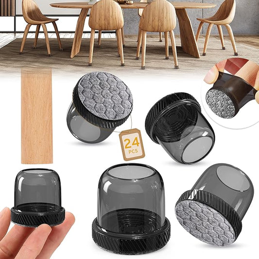 24PCS Round Chair Leg Floor Protectors, Furniture Sliders, Chair Leg Protectors by Indemo