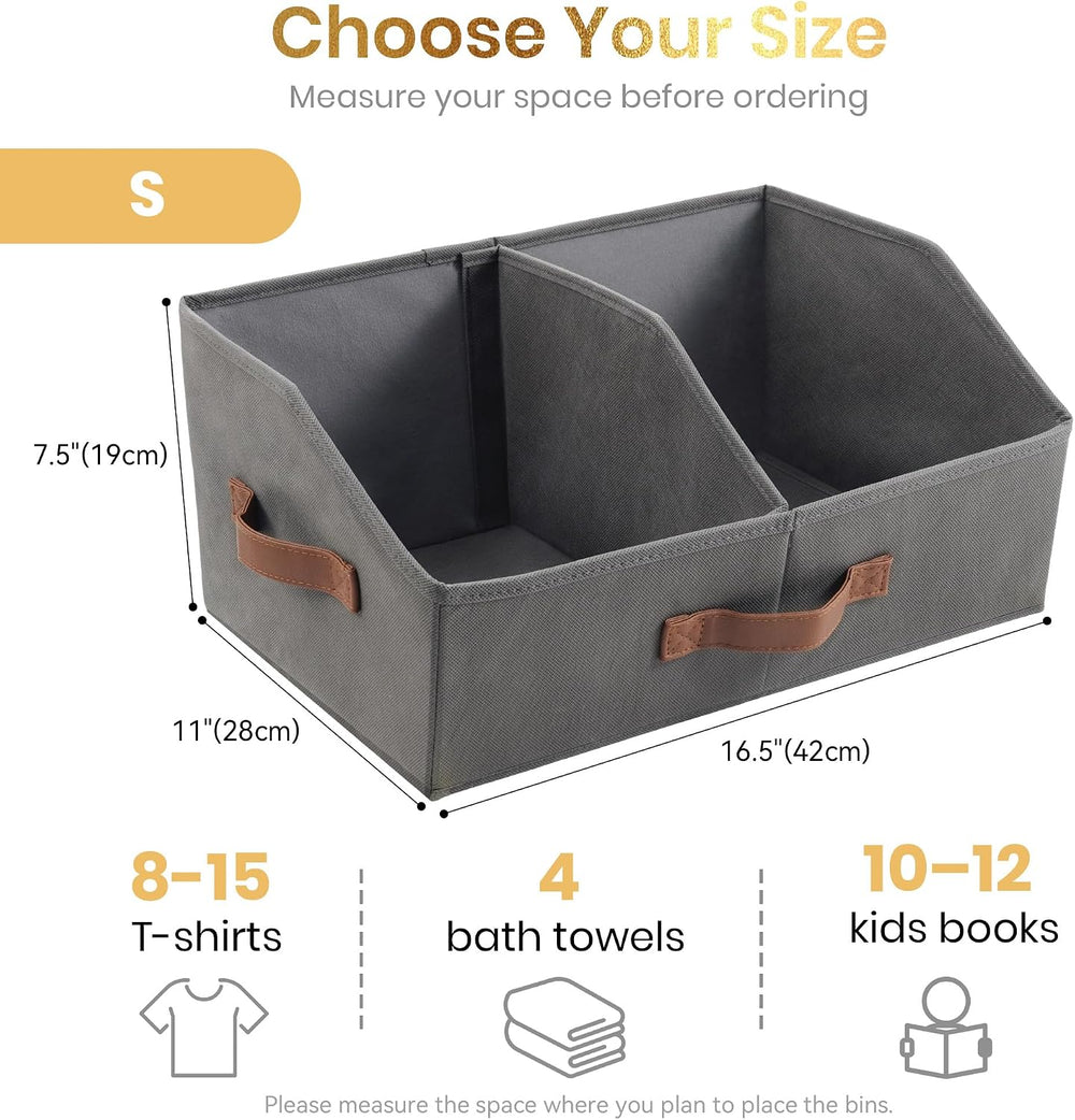 Closet Organizers Storage, Small Collapsible Bin 6pc, Dark Gray