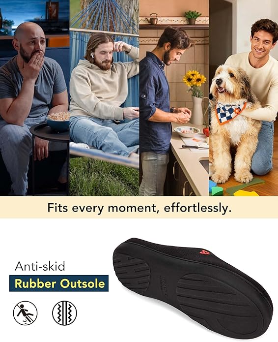 VeraCosy Men's Two-Tone Memory Foam House Slippers Indoor Outdoor Durable - Image 7