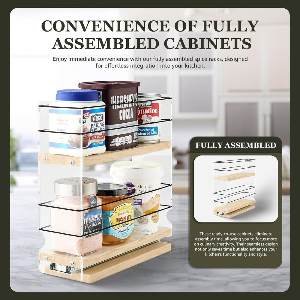 Vertical Spice Solid Maple Storage Rack Drawer - Sliding Spice Rack - Pantry ...