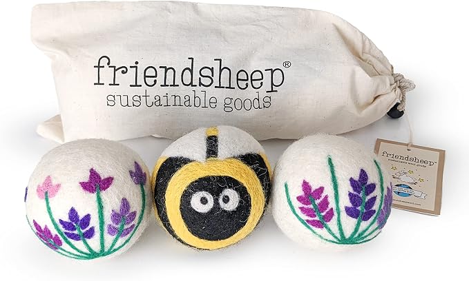 Friendsheep Wool Dryer Balls, Organic Reusable Fabric Softener Alternative by Friendsheep