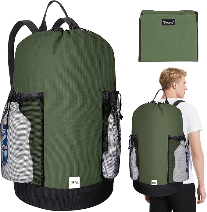 BALEINE 150L Laundry Bag Backpack, 900D Oxford Fabric Large Travel Laundry Bags by BALEINE