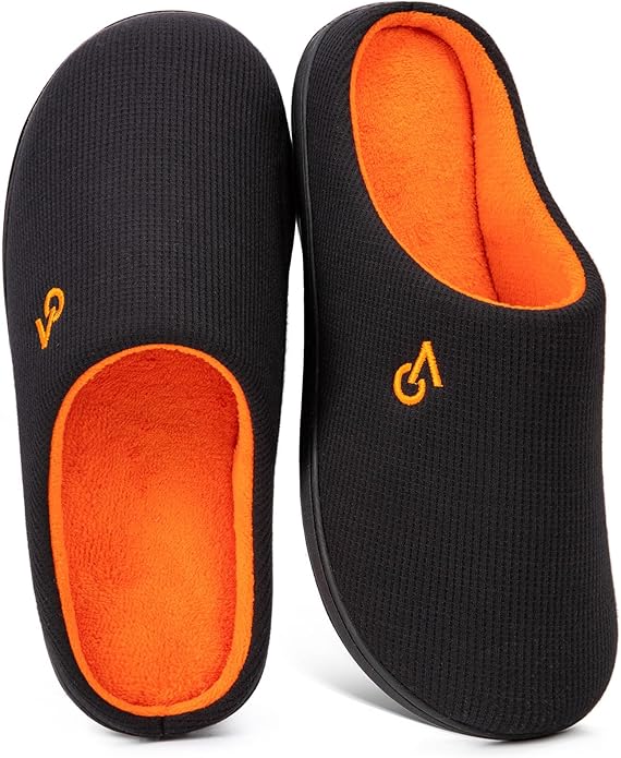 VeraCosy Men's Two-Tone Memory Foam House Slippers Indoor Outdoor Durable by VeraCosy