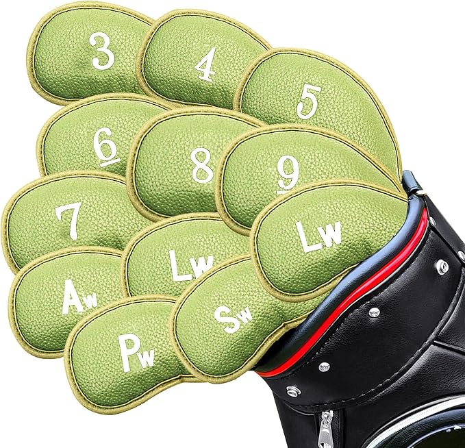 FINGER TEN Premium Synthetic Leather Stylish Iron & Wedge Golf Head Covers by FINGERTENSport