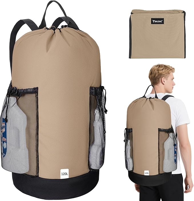BALEINE 120L Laundry Bag Backpack, 900D Oxford Fabric Large Travel Laundry Bags by BALEINE