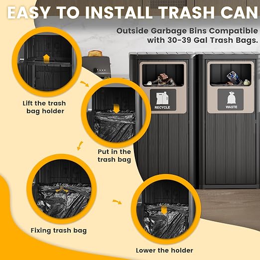 2pcs Outdoor Trash Can Waterproof Resin Garbage Can - Image 5