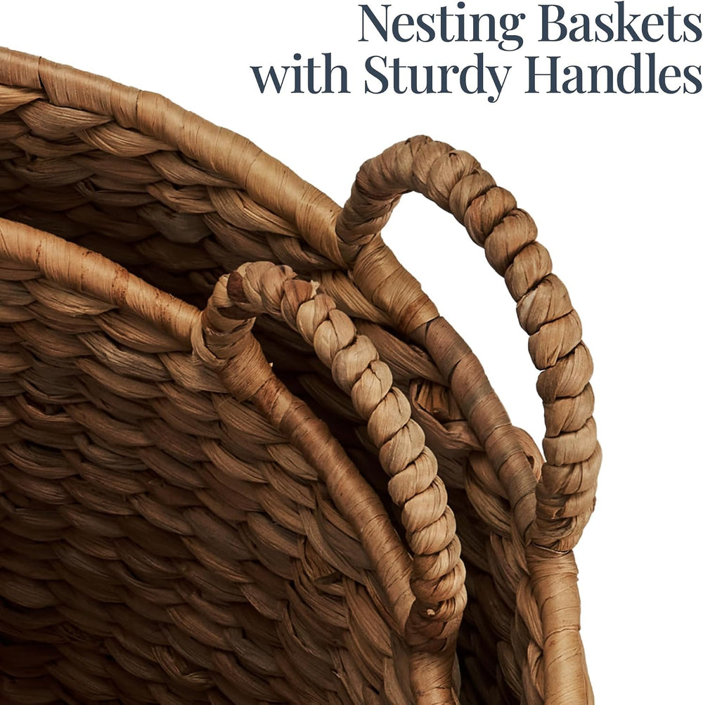 Best Choice Products 2-Piece Round Nesting Baskets W/Handles, Handwoven Water...