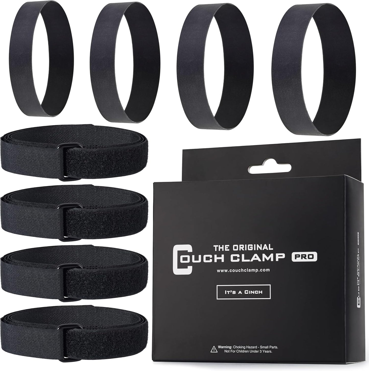 Couch Clamp Pro Heavy Duty Couch Connectors for Sliding Sofas (4 Pack) - Easy Install Strap & No Tools Required - Hook & Loop Cinch Straps- Universal Fit Ideal for 3 Piece Modular Sectional Sofa