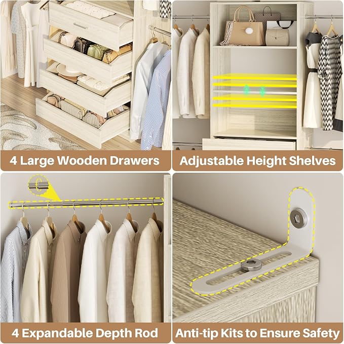 Aheaplus Closet System, 4-9Ft Closet Organizer - Image 3