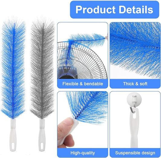 2 Pcs Cobweb Duster, Fan Cleaner Brushes Bendable Fans Cleaning Brush Set - Image 2