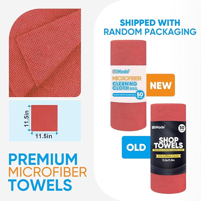 Microfiber Cleaning Cloth, 50 Sheets Shop Towels Commercial Grade Washcloths - Image 2