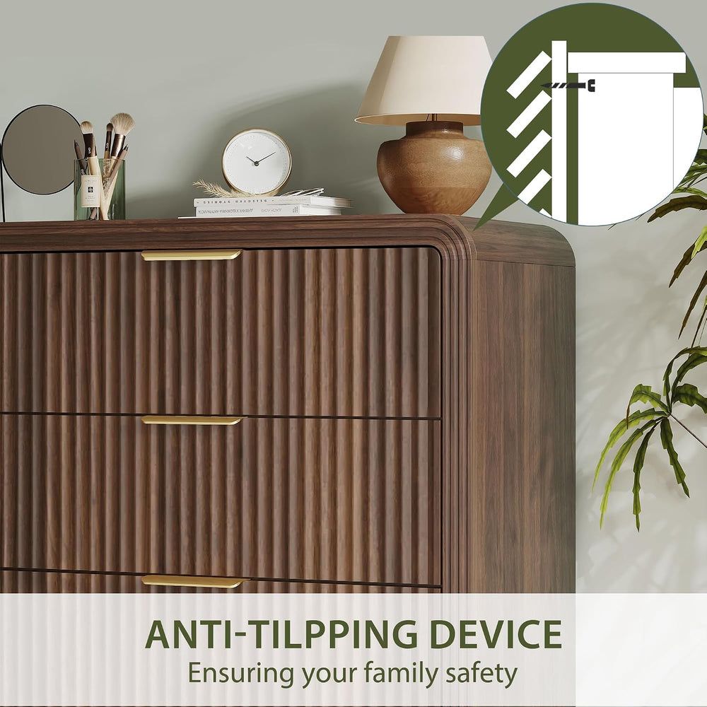 Decofy Fluted 5 Drawers Dresser, 48" Tall Chest of Drawers for Bedroom