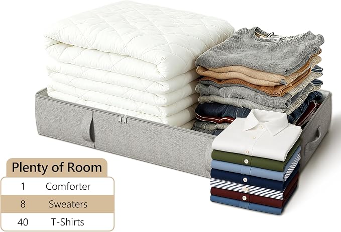 2-Pack Under Bed Storage Containers, 6 Inches Tall Underbed Clothes Storage - Image 4
