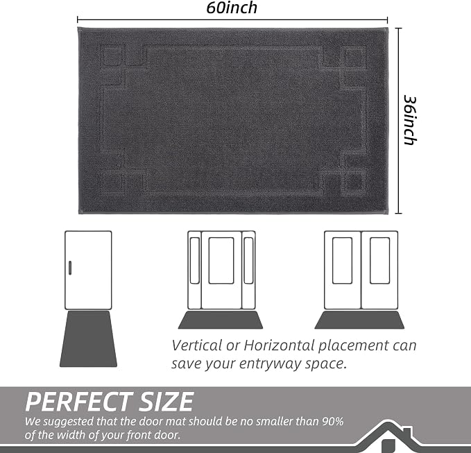 BEQHAUSE Door Mat 36" x 60", Non-Slip Door Mats Indoor Entryway Rugs Washable - Image 2
