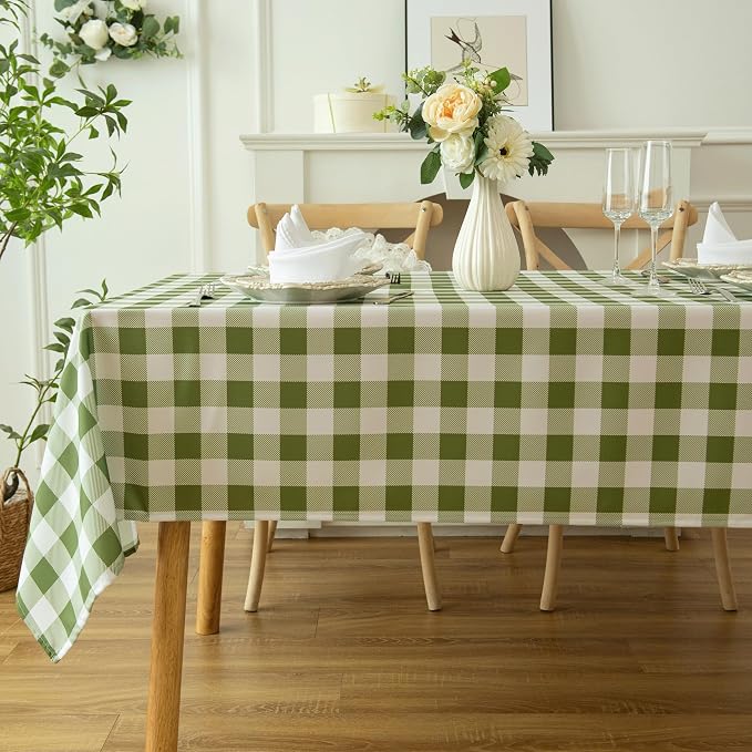 Classic Gingham Plaid Tablecloth Fabric by Essifunia