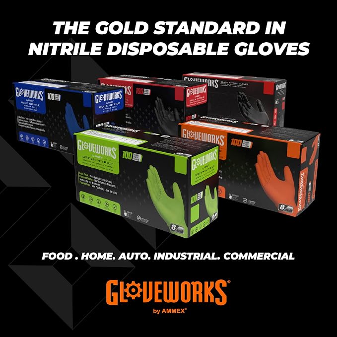 GLOVEWORKS Heavy-Duty Nitrile Gloves, Disposable, Latex Free, 8 Mil, Diamond - Image 6