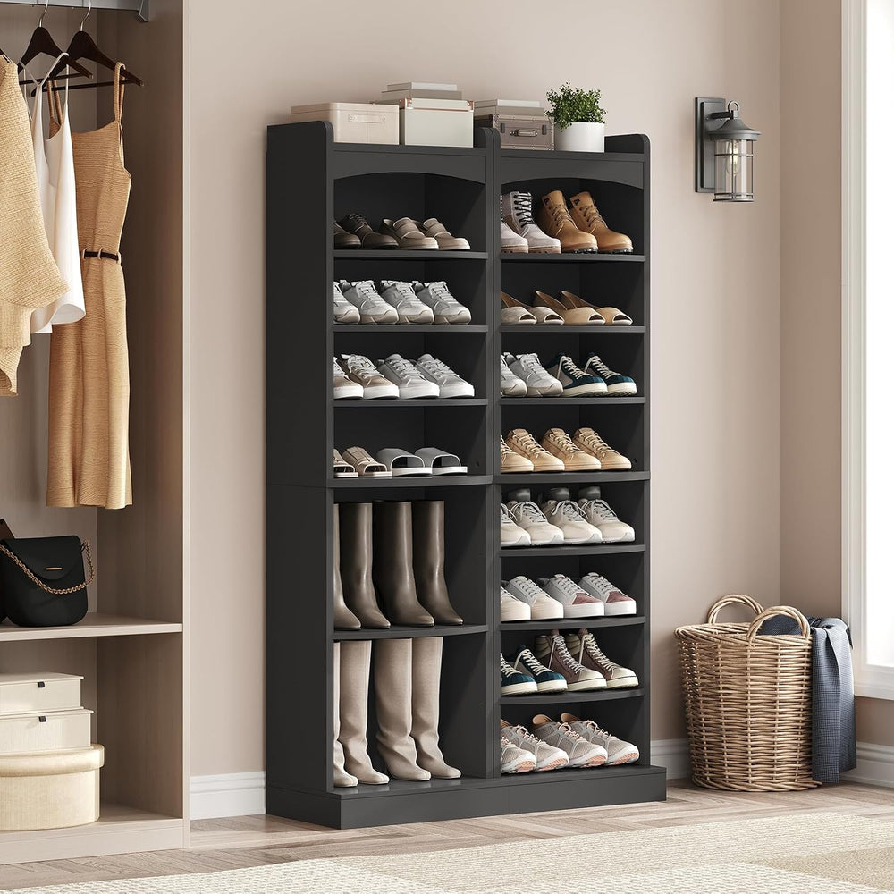 YATINEY 9-Tier Tall Shoe Rack, Wooden Shoe Storage Organizer, Narrow Shoe Cab...