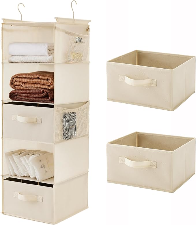 MAX Houser 5 Tier Shelf Hanging Closet Organizer, Cloth Hanging Shelf by MAXHouser