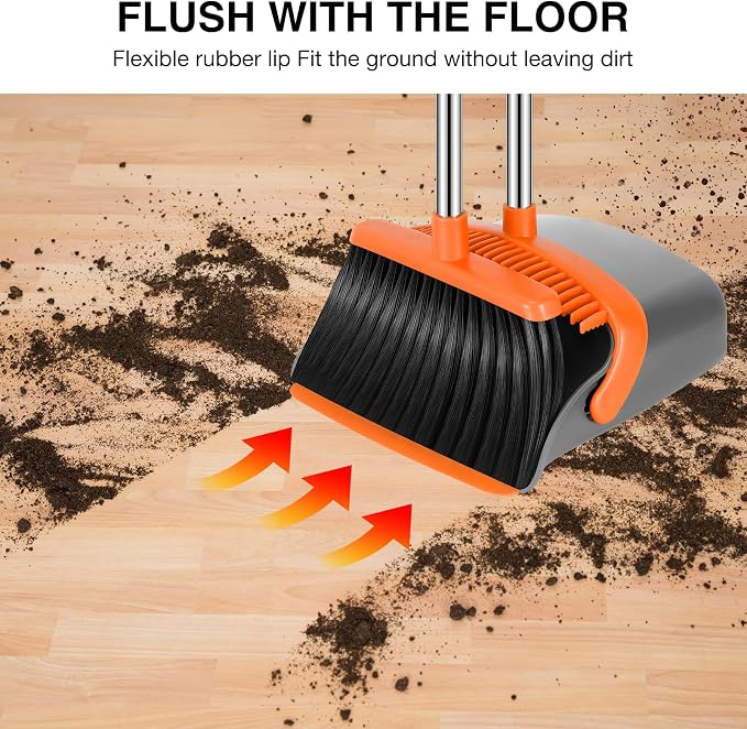 NACENA Broom and Dustpan Set, 52-in Long Adjustable Handle Broom Dustpan Combo - Image 5