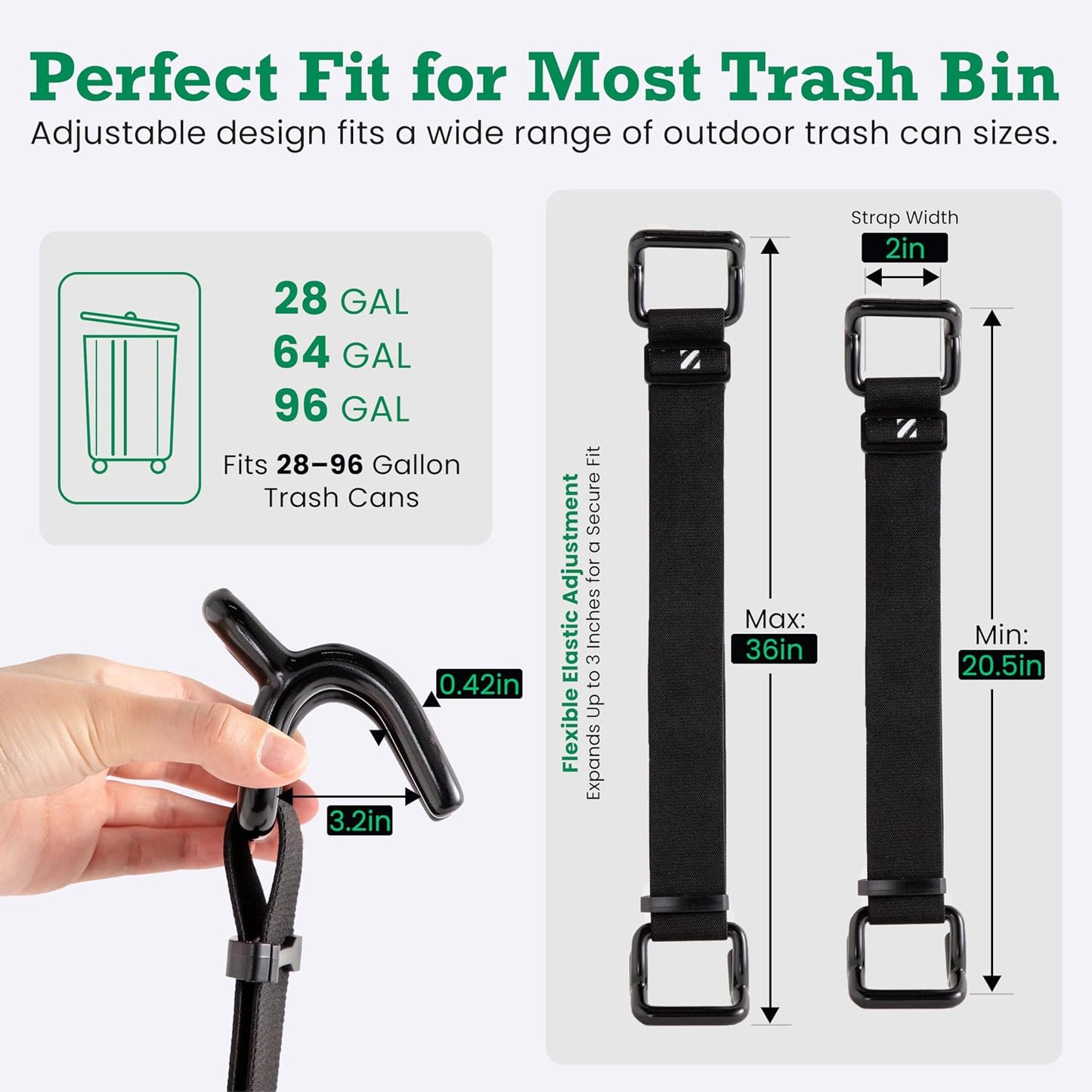 Heavy Duty Trash Can Lock Strap – Animal Proof Garbage Can Lid Lock for Bears & Raccoons, No Drill Outdoor Trash Can Lock, Bear Proof Trash Can Strap & Garbage Can Locks for Animals, Adjustable