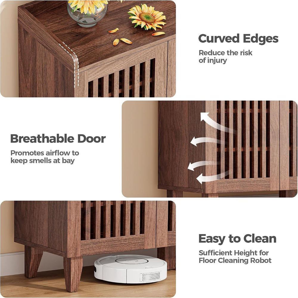 IRONCK Shoe Cabinet with 3 Doors, Shoe Storage Cabinet with Slatted Doors