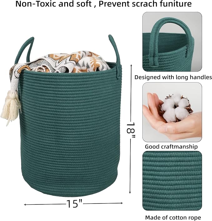 Cotton Rope Laundry Basket Hamper - Image 2