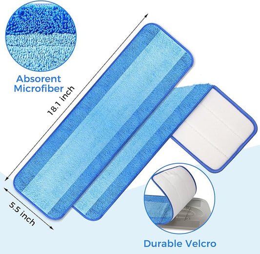 8-Pack Microfiber Cleaning Pads, 18-Inch Microfiber Mop Pads Compatible - Image 2