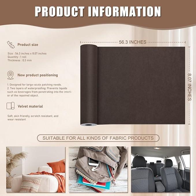 Azobur Couch Patches, Extra-Large Durable Fabric Tape, Waterproof, Self-Adhesive - Image 3