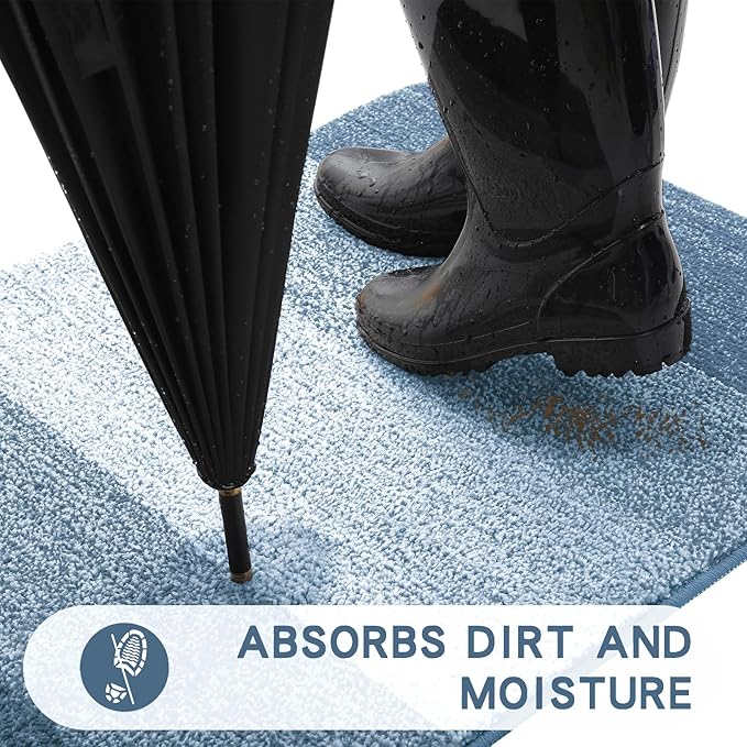Kitinjoy Indoor Outdoor Door Mat, 30x17 Non-Slip Absorbent Dirt Trapper - Image 2