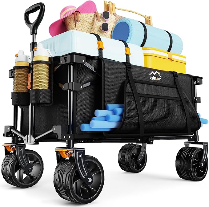 Collapsible Wagon Cart Heavy Duty Foldable, Folding Beach Wagon by Uyittour