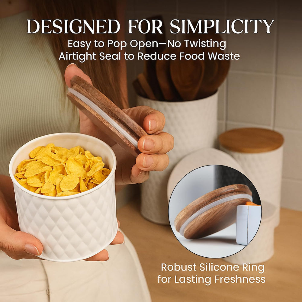 6 Canister Set for the Kitchen Countertop – Metal Food Storage Canisters with...