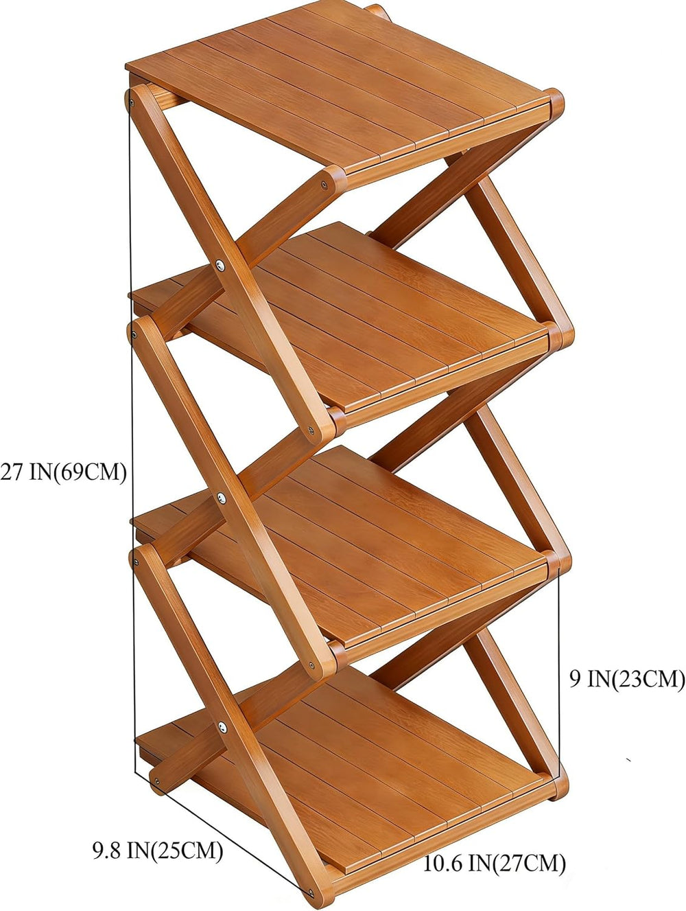 Bamboo Shoe Rack - No Assembly Required, Tall Narrow Foldable Shoe Organizer,...