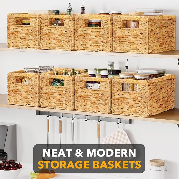 SpaceAid 8 Pack Wicker Basket, Storage Baskets - Image 2