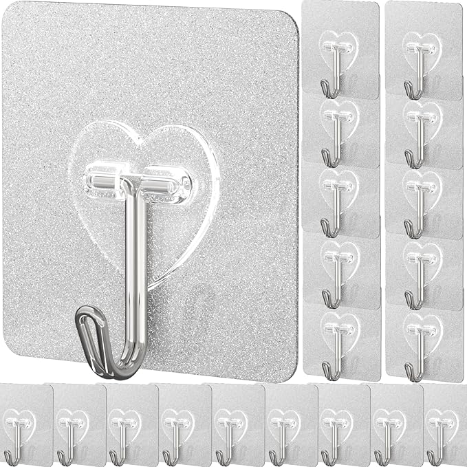 DGYB 20 Pcs Adhesive Hooks for Hanging 22lb Self Adhesive Wall Hooks Heavy Duty by DGYB