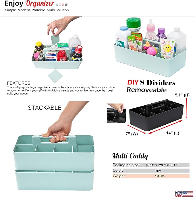 2 PACK - Portable DIY 8 Dividers Durable Plastic Tote Basket Bin Tool & Supply - Image 6
