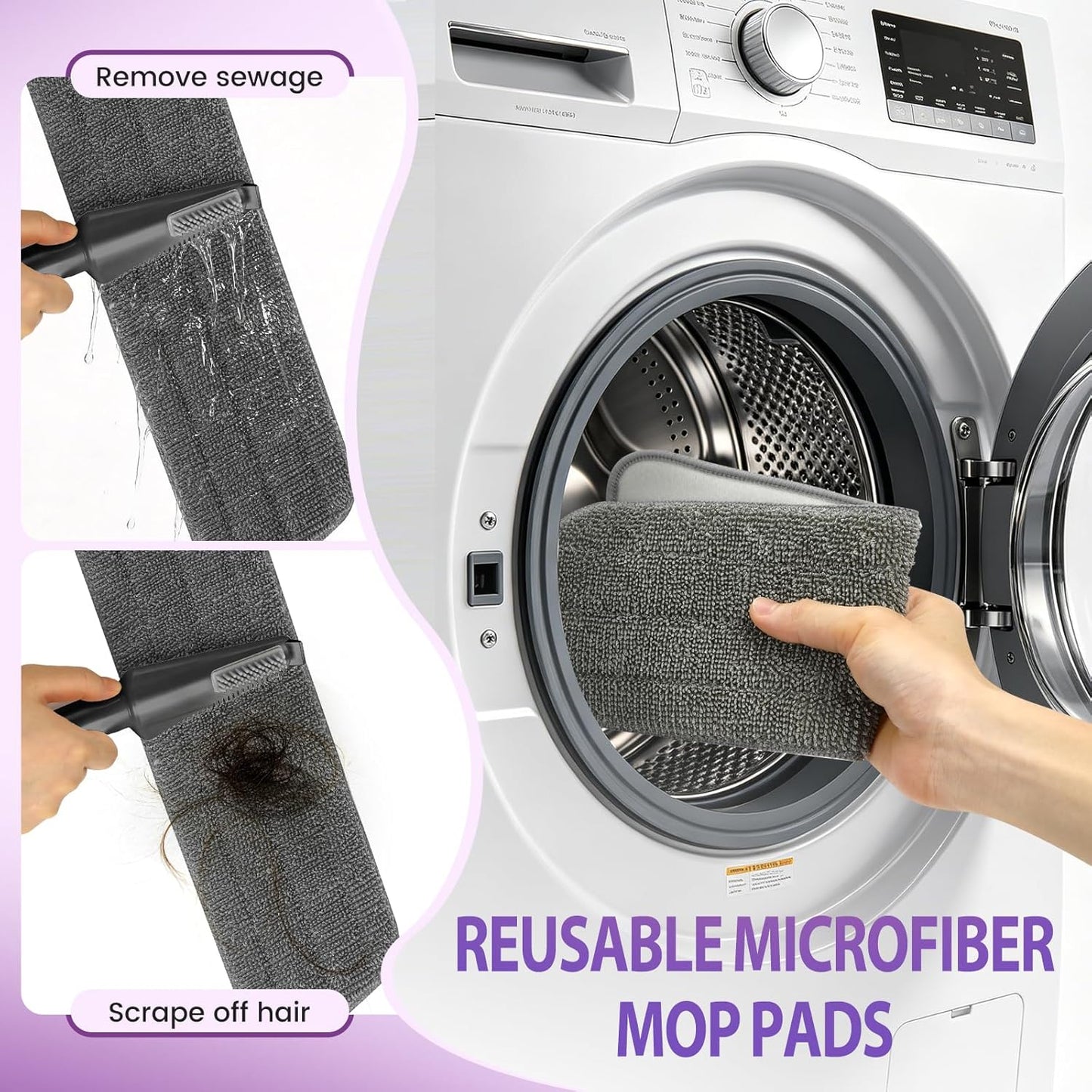Spray Mop for Hardwood Floors Cleaning with 3 Washable Pads, Microfiber Wet Mops with Sprayer for Home Kitchen Tile Wood Vinyl Laminate,16.9 oz Refillable Bottle, Purple