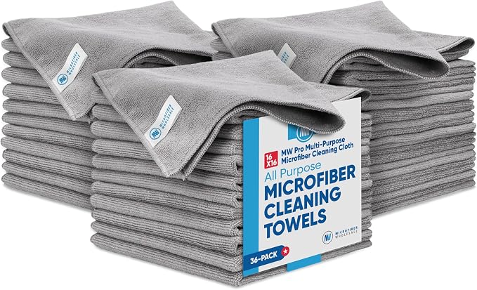 MW Pro Microfiber Cleaning Cloth | Gray | 36 Pack | 16” x 16” | All Purpose by MicrofiberWholesale