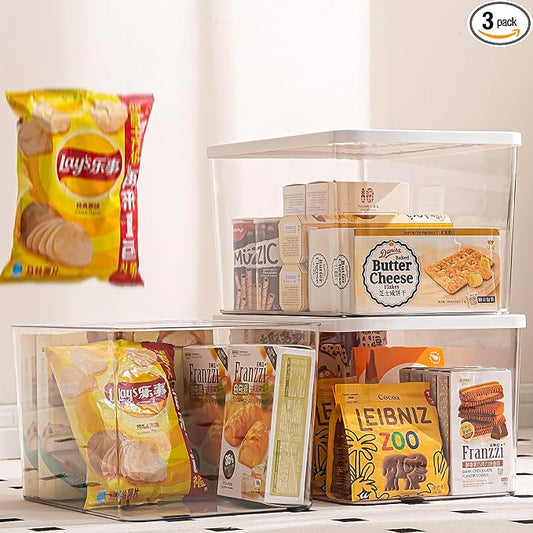 Clear plastic storage bins by GUMEIGODA