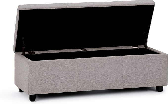 SIMPLIHOME Avalon 48 inch Wide Contemporary Rectangle Storage Ottoman Bench in