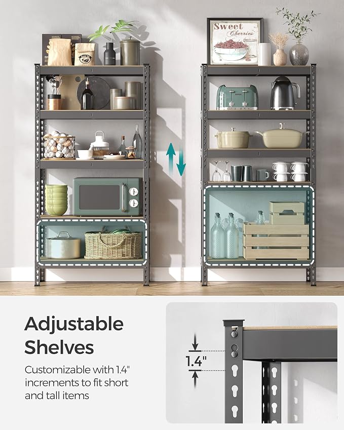 SONGMICS 5-Tier Storage Shelves, Load 2310 lb, Boltless Assembly, Adjustable