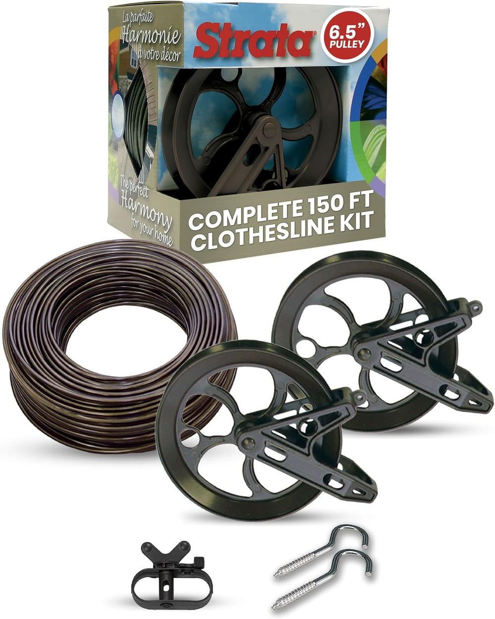 STRATA Heavy-Duty Clothesline Kit, 150 ft Steel Cable, Aged Bronze