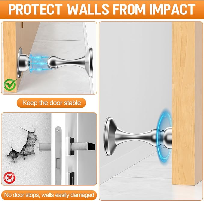 Crosize Magnetic Door Stoppers 4 Pack, Stainless Steel Door Catch - Image 4