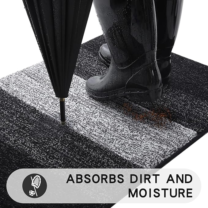 Kitinjoy Indoor Outdoor Door Mat, 59x20 Non-Slip Absorbent Dirt Trapper - Image 2
