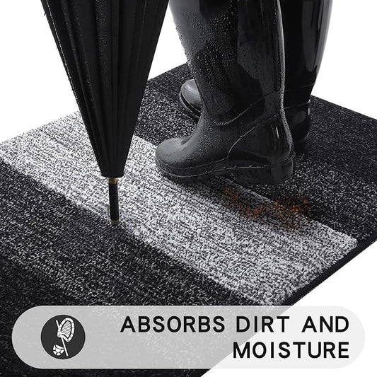 Kitinjoy Indoor Outdoor Door Mat, 48x32 Non-Slip Absorbent Dirt Trapper - Image 2