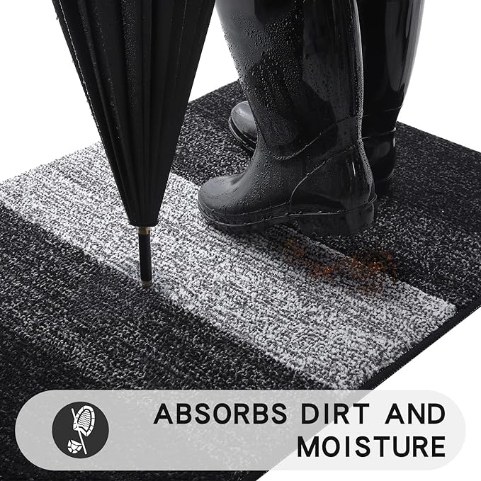 Kitinjoy Indoor Outdoor Door Mat, 47x24 Non-Slip Absorbent Dirt Trapper - Image 2