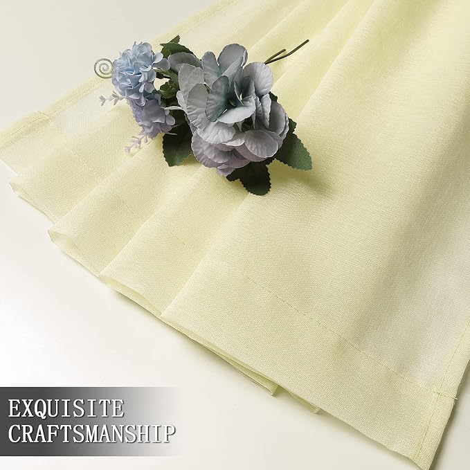 Tollpiz Short Sheer Curtain Linen Textured Bedroom Curtains Sheer Light - Image 7